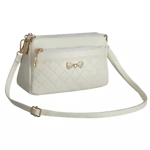 White Handbags for Women Small PU Leather Shoulder Handbag Ladies Crossbody Bag - Picture 1 of 6