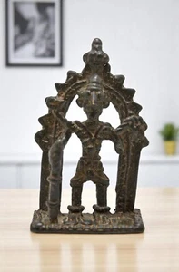 Antique Brass Tribal God Figurine Original Old Hand Crafted Fine Engraved - Picture 1 of 6