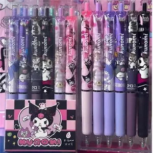 Sanrio Kawaii Kuromi 6PC Black 0.5mm Gel Pens School Stationery Supplies - Picture 1 of 3
