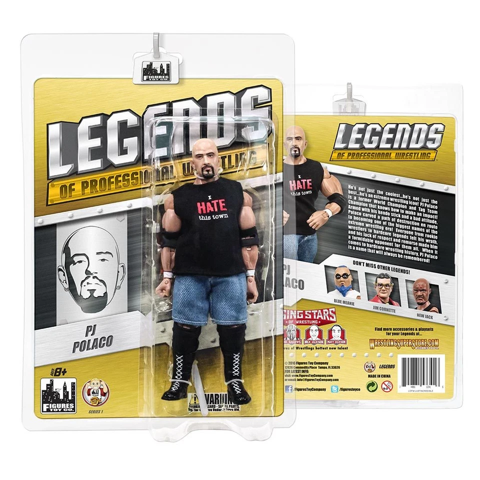 Figuras de acción Legends of Professional Wrestling serie 1: PJ Polaco Foto 1 de 1