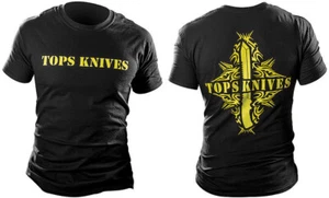 TOPS Knives Black & Yellow Tribal Art Size Large Short Sleeve T-Shirt TSYBTALG - Picture 1 of 1