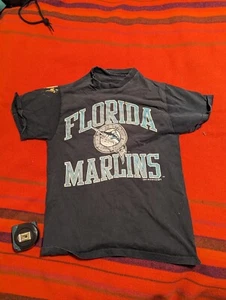 Vintage 1991 Florida Marlins Small Logo 7 Black T-Shirt M Single Stitch MLB  - Picture 1 of 12