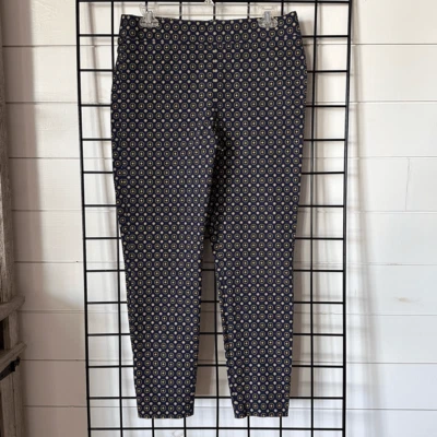 Talbots Essex Ankle Skinny Pants Womens 8 Blue Yellow Geometric Stretch - Image 1 of 4
