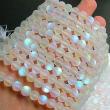 Mystic Aura Quartz Gemstone Loose Beads Holographic Quartz Matte DIY Bracelets