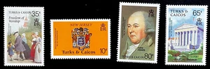 200 YEARS USA JOHN ADAMS SUPREME COURT N. JERSEY ARMS TURKS & CAICOS MINT STAMPS - Picture 1 of 1