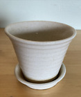 Vintage Pfaltzgraff USA White-Speckled Ribbed Pottery Planter Attached Saucer