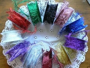 Metallic FRINGE EYELASH RIBBON WIRED 2-5Mets 3cmWide Polyestr 9 Col Choice CLD12 - Picture 1 of 10