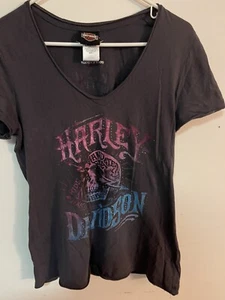 Harley Davidson Ladies Shirt Biker Built Size Large Bayside VA - Picture 1 of 5