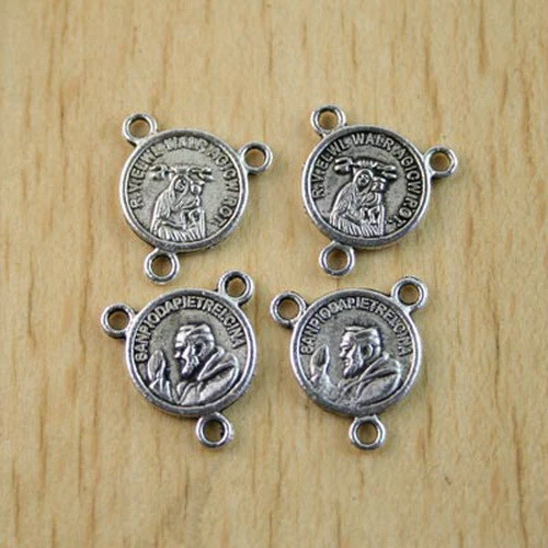 Conector de retrato religioso artesanal de plata tibetana de 16*15 mm 30 piezas H1154 Foto 1 de 1