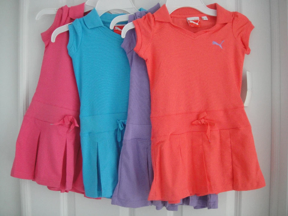 PUMA новый с Ярлыками девочек поло теннис платье со складками играть каждый день 2T 3 3T 4 4T 5 6 X - Изображение 1 из 1