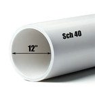12" PVC Pipe | Schedule 40 | Custom Cut Lengths 12"-96" | Culvert & Plumbing
