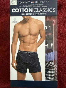 New NIP Tommy Hilfiger Men Woven Boxers 4 Pack Size M - Picture 1 of 4