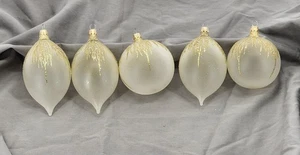 Frosted Gold Icicle Ornaments 5 Pcs - Picture 1 of 2