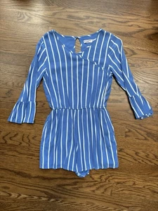 abercrombie fitch Kinder Strampler Mädchen 13-14 blau mit weißen Streifen - Bild 1 von 3