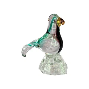 Murano Style Blown Glass Bird Figurine | Emerald Amethyst Amber | Vintage Art... - Picture 1 of 14