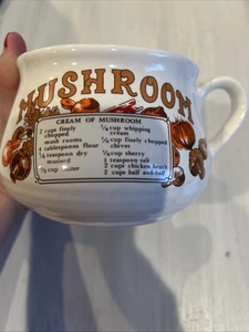 Vintage Pilzcreme Suppe Rezept Keramik Tasse Retro 70er Jahre - Bild 1 von 5