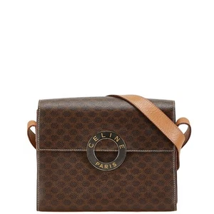 CELINE Macadam Logo Crossbody Shoulder Bag Brown PVC Leather - Picture 1 of 10
