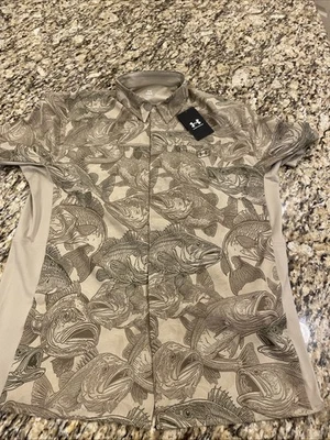 Новый с Ярлыками Under Armour производительности вентилируемый рыболовная рубашка с коротким рукавом Snap Up мужской L - Изображение 1 из 4