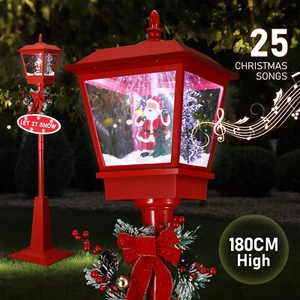 1.8M Christmas Street Lamp Lantern Snowing LED Lights Music Garden Xmas Decor - Picture 1 of 11