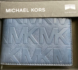 Michael Kors Men’s Jet Set bifold Slim logo PVC Admiral Blue Wallet NWT, $98 - Picture 1 of 4