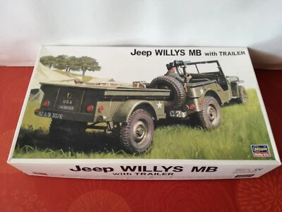 Hasegawa 20221 1/24 Willys MB Jeep w/Trailer - KIT 1/24 - Immagine 1 di 4