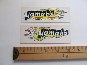 2 VINTAGE 70S YAMAHA MC MOTORCYCLE MOTOCROSS RACING FLAMES STICKER DECAL - Picture 1 of 1