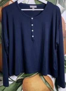Camisa J Crew para mujer XL azul marino manga larga Henley elástica ropa de dormir camisa. - Imagen 1 de 6