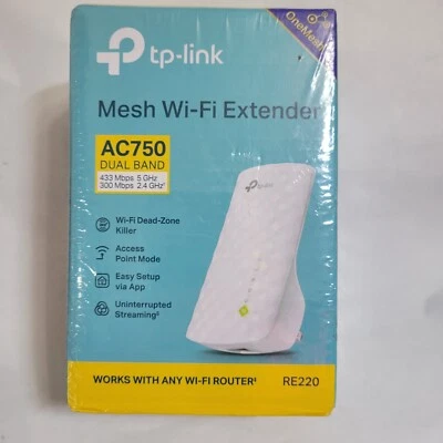 TP-Link RE220 AC750 Wireless Dual Band Wi-Fi Range Extender / Repeater / Booster - Image 1 of 4