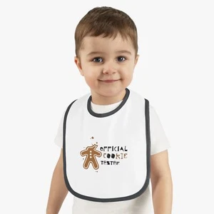 Official Cookie Tester Baby Contrast Trim Jersey Bib - Picture 1 of 7