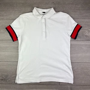 Women's Helly Hansen White Red Short Sleeve Polo Top T Shirt Size M - Picture 1 of 5