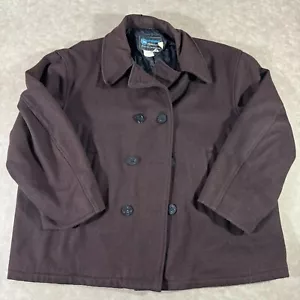 Spiewak Golden Fleece Men Wool Quilted Long Sleeve Collared Brown Pea Coat 56/58 - Picture 1 of 11