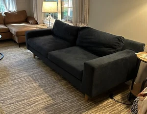 West Elm Navy Velvet Eddy Sofa (74") - Picture 1 of 3