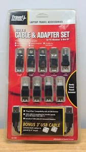 NUEVO Juego de cables y adaptadores para computadora portátil accesorios de viaje USB 2.0 Travel Solutions - Imagen 1 de 5