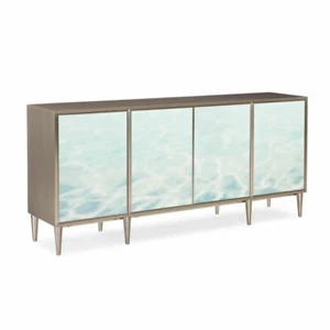 Modern Ripples Sideboard with Brushed Gold Finish - Picture 1 of 6