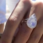 925 Sterling Silver Natural Moonstone Ring Statement Solid Handmade Ring