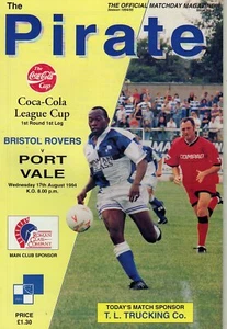 BRISTOL ROVERS V PORT VALE 17/8/1994 Coca Cola Cup PROGRAMME - Picture 1 of 1