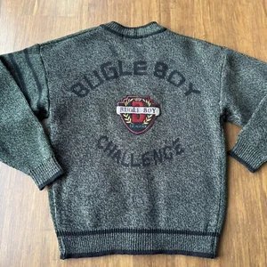Bugle Boy Global Challenge Cardigan Boys XL 20 Sweater Gray Green Vintage 90 Y2K - Picture 1 of 11