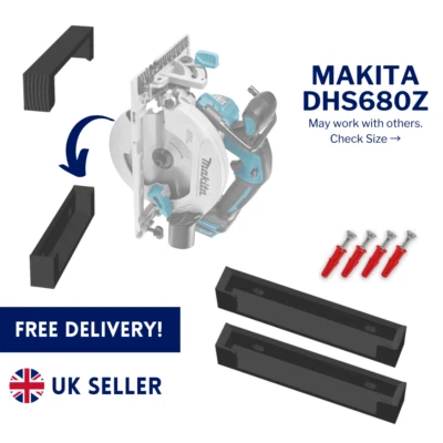Wall Mount for Makita DHS680Z Circular Saw 2PCS Black Bracket Holder Screw - Image 1 of 4