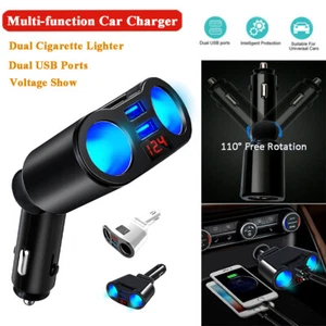 Digital LED Car Cigarette Lighter Socket Charger Adapter Plug Dual USB 3.1A 12V - Picture 1 of 14