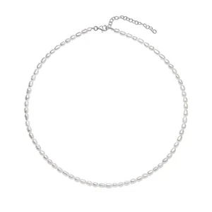 Rice Pearl Necklace Sterling Silver 925 Hallmarked British Made Brand New Boxed - Picture 1 of 4