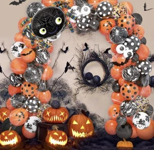 125PCS Halloween Balloon Garland Arch Kit, 35''Foil Spider Balloon Orange&black - Picture 1 of 4