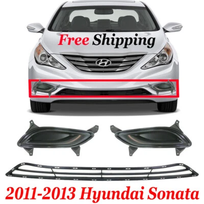 For 2011-2013 Hyundai Sonata Front Bumper Grille & Fog Light Cover Left & Right Foto 1 de 4