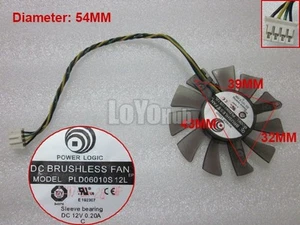 Power Logic PLD06010S12L Graphics card Fan DC12V 0.2A 4-Pin Pitch 43X39X32MM - Picture 1 of 2