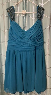 City треугольники бирюзовый официальный выпускного вечера колена бисером платье плюс размер Jrs. 24 Новый с Ярлыками! - Изображение 1 из 4