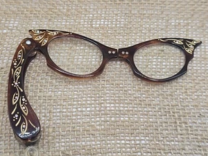 Vintage Strass Klapp Cat Eye Lesebrille Hong Kong Faux Schildpatt - Bild 1 von 11