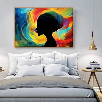 Colorful Artwork Abstract Woman Face Canvas Paintings Poster & Print Wall Art - Image 1 of 4