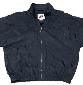 Giacca a vento vintage Nike full zip media tutta nera uomo anni 90 palestra pioggia - Foto 1 di 7