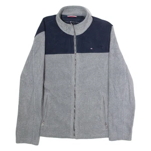 TOMMY HILFIGER Mens Fleece Jacket Grey Colourblock L - Picture 1 of 6