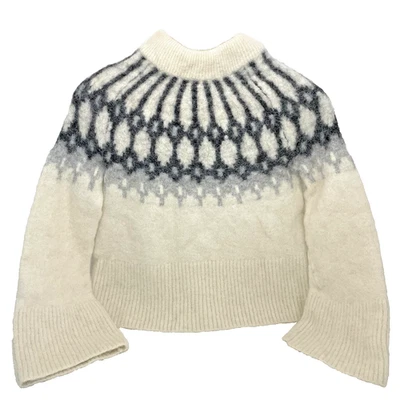Suéter Banana Republic Talla Pequeña Mujer Fair Isle Cuello Simulado Mezcla Alpaca Foto 1 de 4