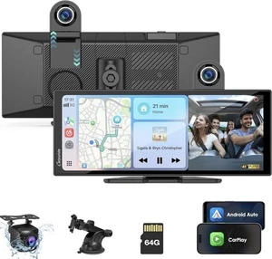 CARPURIDE Smart Multimedia Wireless Carplay Android Auto With 4K Dash Camera - Picture 1 of 9